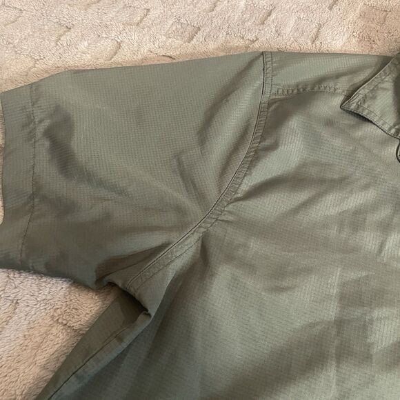 Eddie Bauer Button Down Shirt Mens L Green Performance Vented Hiking Fishing - Picture 6 of 12